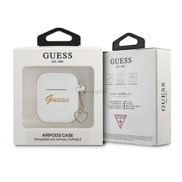 Guess GUA2LSCHSH AirPods 1/2 telefontok fehér / fehér Szilikon Charm Kollekció