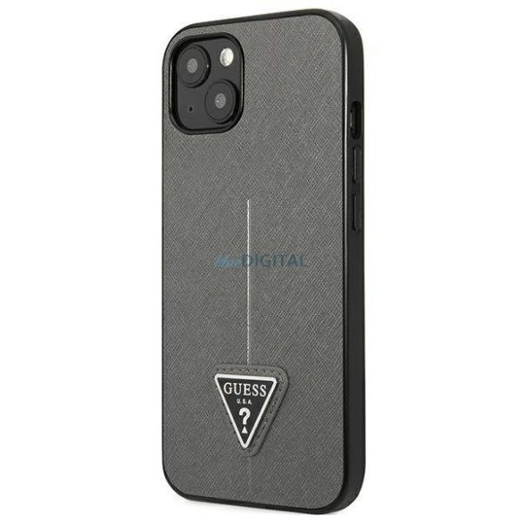 Guess GUHCP13SPSATLG iPhone 13 mini 5,4 "ezüst keménytok SaffianoTriangle Logó