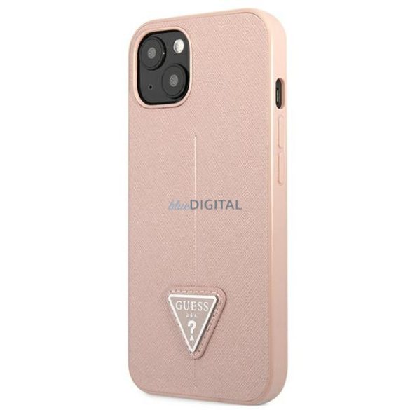 Guess GUHCP13SPSATLP iPhone 13 mini 5,4 "rózsaszín keménytok SaffianoTriangle Logó
