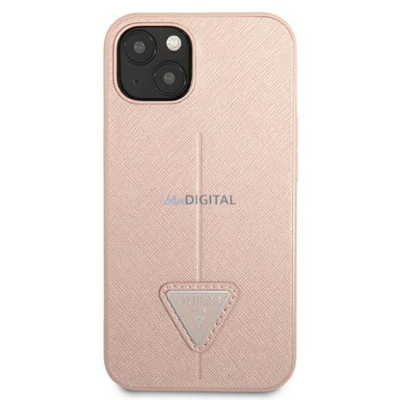 Guess GUHCP13SPSATLP iPhone 13 mini 5,4 "rózsaszín keménytok SaffianoTriangle Logó