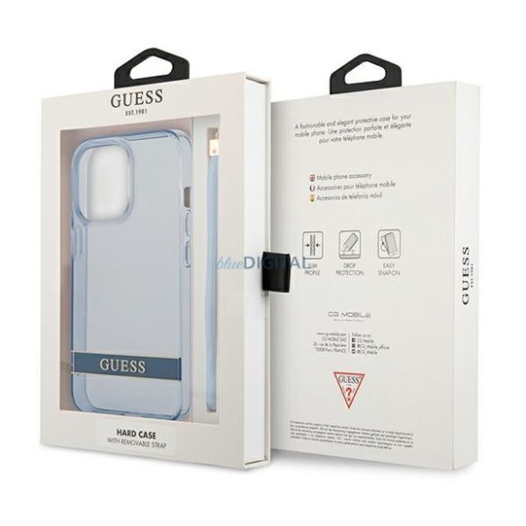 Guess GUHCP13LHTSGSB iPhone 13 Pro / 13 6,1 "kék kemény tok áttetsző Stap