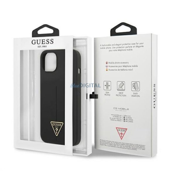 Guess GUHCP13SSLTGK iPhone 13 mini 5.4 "fekete keménytok szilikon háromszög