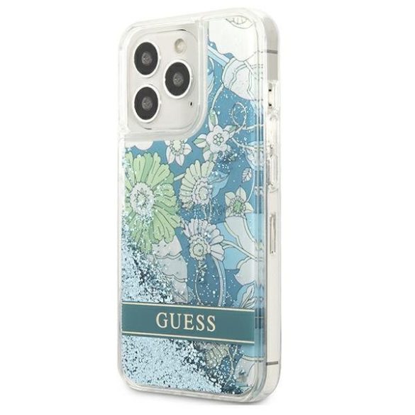 Guess GUHCP13XLFLSN iPhone 13 Pro Max 6.7 "zöld / zöld keménytok virág folyékony csillogás