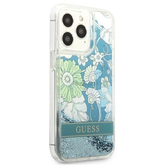 Guess GUHCP13XLFLSN iPhone 13 Pro Max 6.7 "zöld / zöld keménytok virág folyékony csillogás