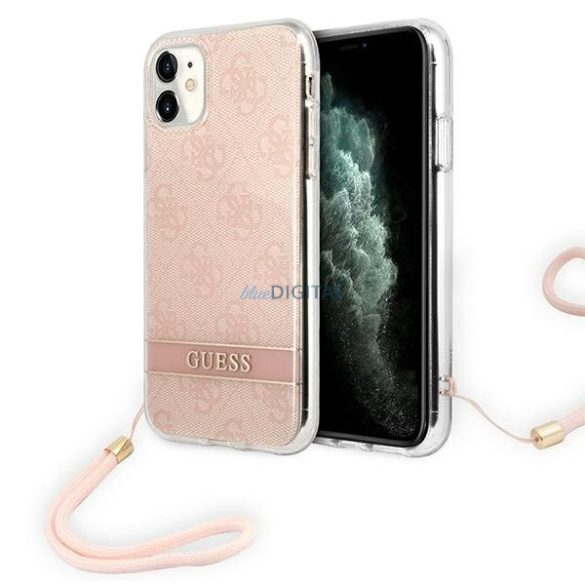 Guess GUOHCN61H4STP iPhone 11 rózsaszín / rózsaszín keménytok 4G nyomtatott szíj