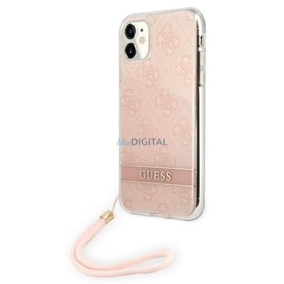 Guess GUOHCN61H4STP iPhone 11 rózsaszín / rózsaszín keménytok 4G nyomtatott szíj