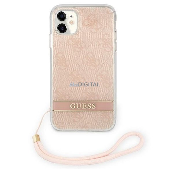 Guess GUOHCN61H4STP iPhone 11 rózsaszín / rózsaszín keménytok 4G nyomtatott szíj