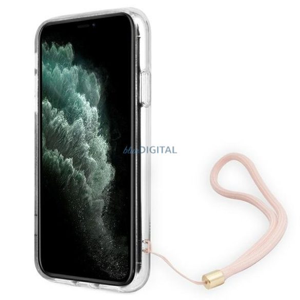 Guess GUOHCN61H4STP iPhone 11 rózsaszín / rózsaszín keménytok 4G nyomtatott szíj