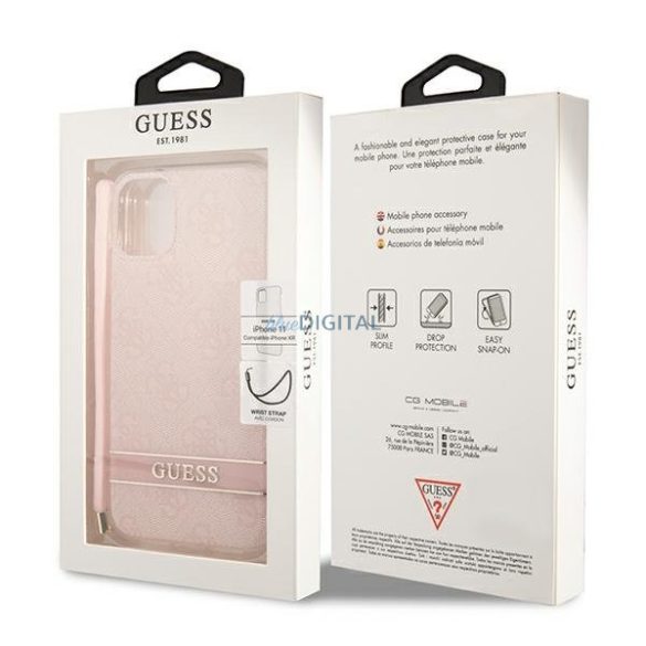 Guess GUOHCN61H4STP iPhone 11 rózsaszín / rózsaszín keménytok 4G nyomtatott szíj