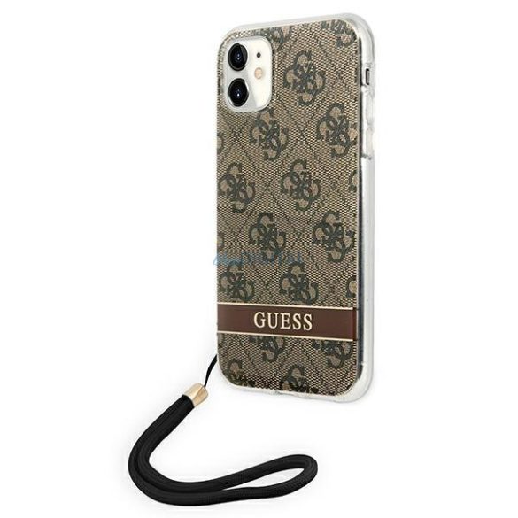 Guess GUOHCN61H4STW iPhone 11 barna keménytok 4G Print Strap