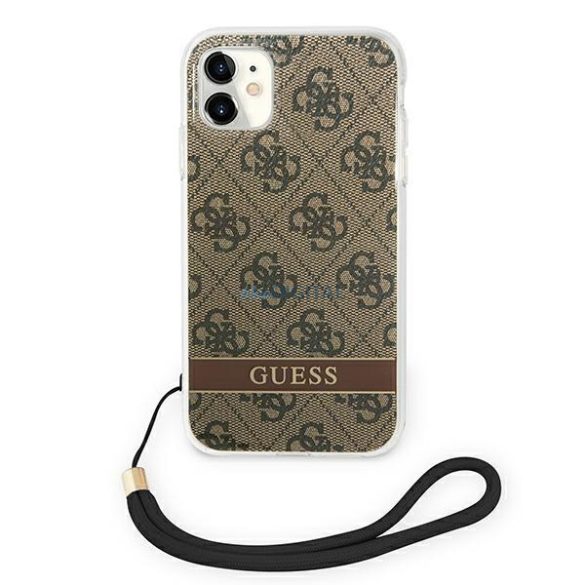 Guess GUOHCN61H4STW iPhone 11 barna keménytok 4G Print Strap