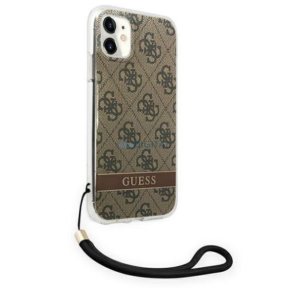 Guess GUOHCN61H4STW iPhone 11 barna keménytok 4G Print Strap