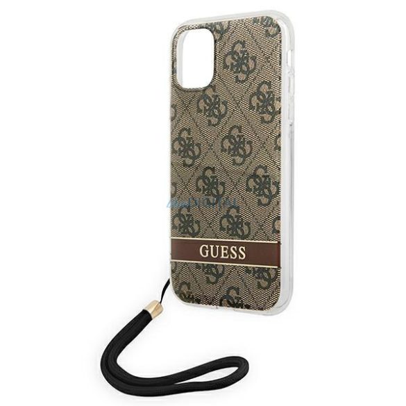 Guess GUOHCN61H4STW iPhone 11 barna keménytok 4G Print Strap