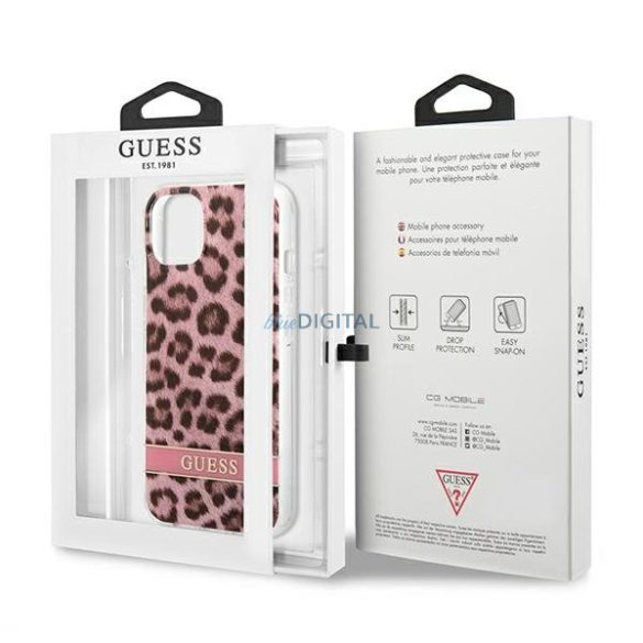 Guess GUHCP13SHSLEOP iPhone 13 mini 5,4 "rózsaszín keménytok Leopard