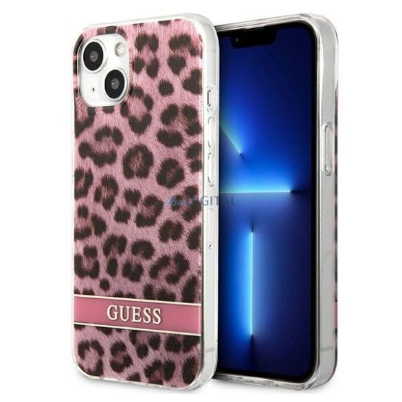 Guess GUHCP13MHSLEOP iPhone 13 6.1 "rózsaszín keménytok Leopard