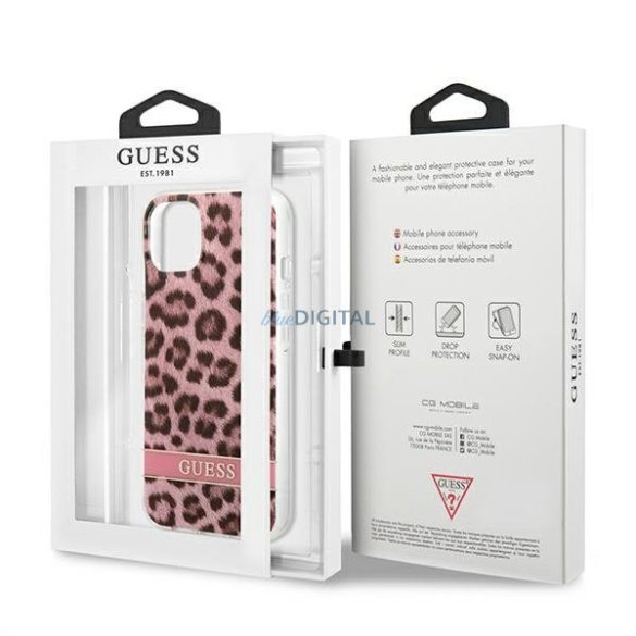 Guess GUHCP13MHSLEOP iPhone 13 6.1 "rózsaszín keménytok Leopard
