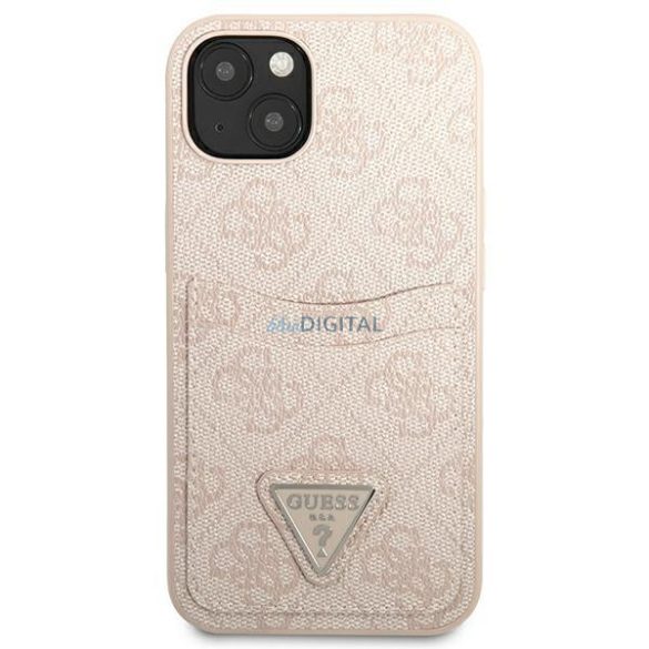 Guess GUHCP13SP4TPP iPhone 13 mini 5,4" rózsaszín keménytok 4G háromszög logós kártyatartóval