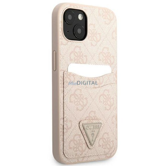 Guess GUHCP13SP4TPP iPhone 13 mini 5,4" rózsaszín keménytok 4G háromszög logós kártyatartóval