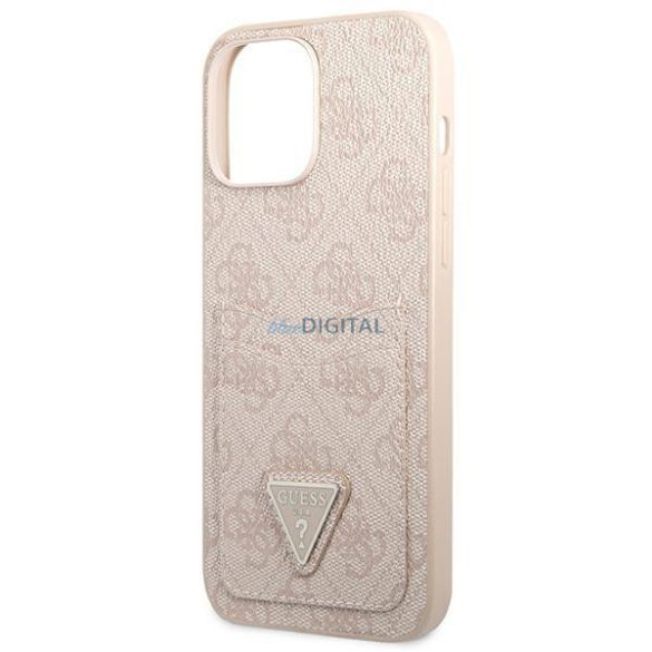 Guess GUHCP13LP4TPP iPhone 13 Pro / 13 6,1" rózsaszín keménytok 4G háromszög logós kártyatartóval