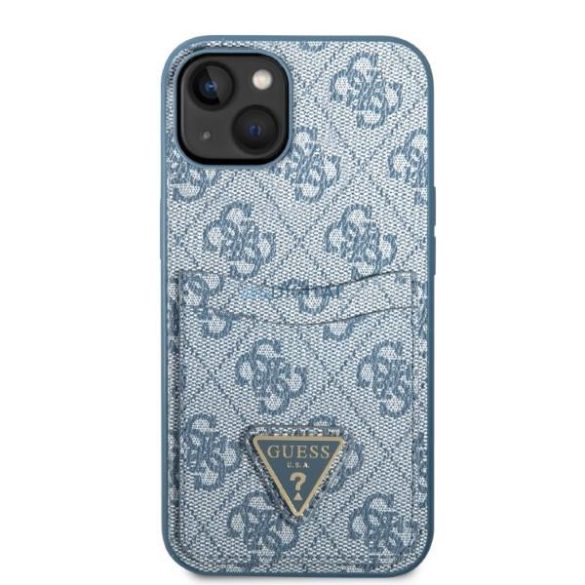 Guess GUHCP13SP4TPB iPhone 13 mini 5.4" kék keménytok 4G háromszög logós kártyatartóval