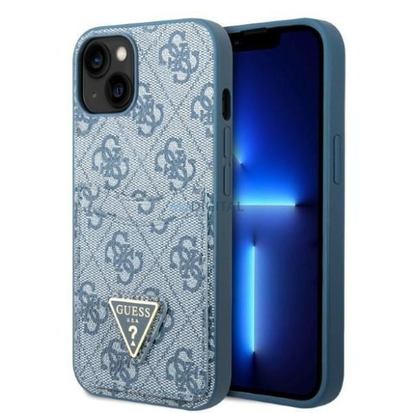 Guess GUHCP13MP4TPB iPhone 13 6,1" kék keménytok 4G háromszög logós kártyatartóval