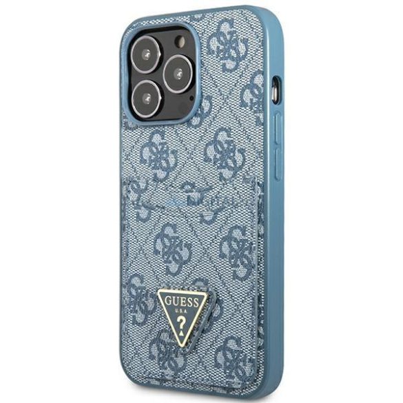 Guess GUHCP13XP4TPB iPhone 13 Pro Max 6,7" kék keménytok 4G háromszög logós kártyatartóval