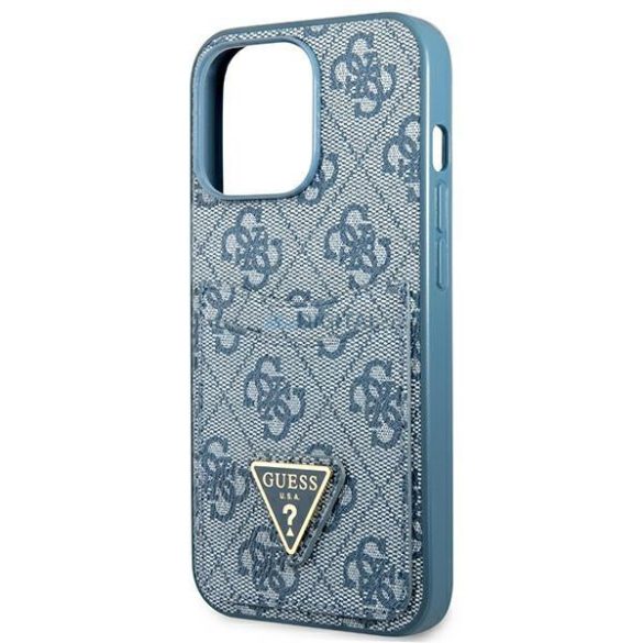 Guess GUHCP13XP4TPB iPhone 13 Pro Max 6,7" kék keménytok 4G háromszög logós kártyatartóval