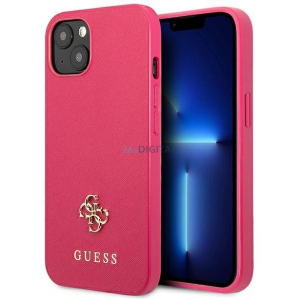 Guess GUHCP13SPS4MF iPhone 13 mini 5,4" rózsaszín keménytok Saffiano 4G kis fém logó