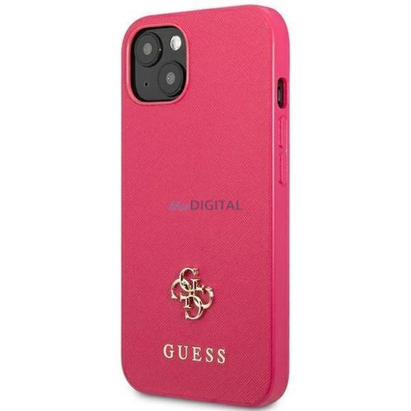 Guess GUHCP13SPS4MF iPhone 13 mini 5,4" rózsaszín keménytok Saffiano 4G kis fém logó