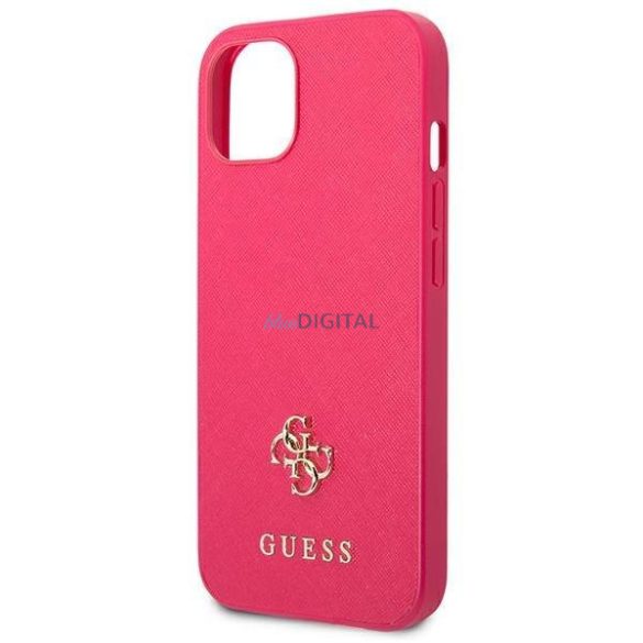 Guess GUHCP13SPS4MF iPhone 13 mini 5,4" rózsaszín keménytok Saffiano 4G kis fém logó