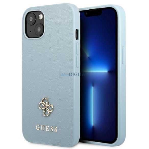 Guess GUHCP13SPS4MB iPhone 13 mini 5,4" kék keménytok Saffiano 4G kis fém logó