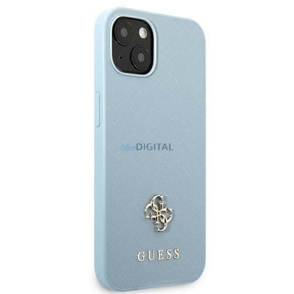 Guess GUHCP13SPS4MB iPhone 13 mini 5,4" kék keménytok Saffiano 4G kis fém logó