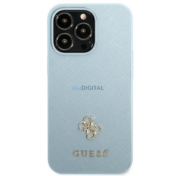 Guess GUHCP13LPS4MB iPhone 13 Pro / 13 6,1" kék keménytok Saffiano 4G kis fém logó