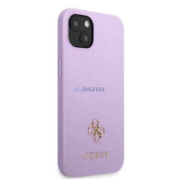 Guess GUHCP13SPS4MU iPhone 13 mini 5.4" lila keménytok Saffiano 4G kis fém logóval