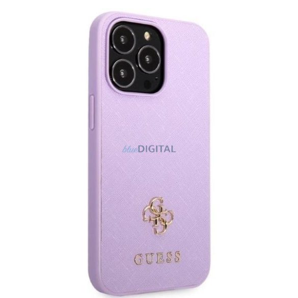 Guess GUHCP13LPS4MU iPhone 13 Pro / 13 6.1" lila keménytok Saffiano 4G kis fém logóval