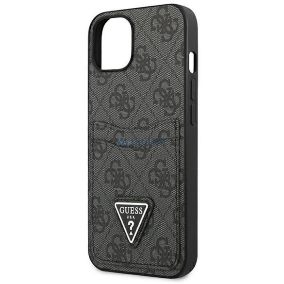 Guess GUHCP13SP4TPK iPhone 13 mini 5.4" fekete keménytok 4G háromszög logós kártyatartóval