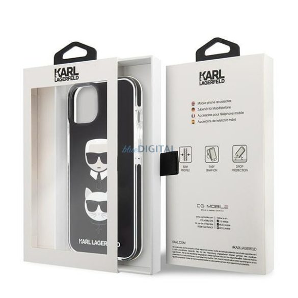 Karl Lagerfeld KLHCP13STPE2TK iPhone 13 mini 5,4" keménytok fekete Karl & Choupette Head