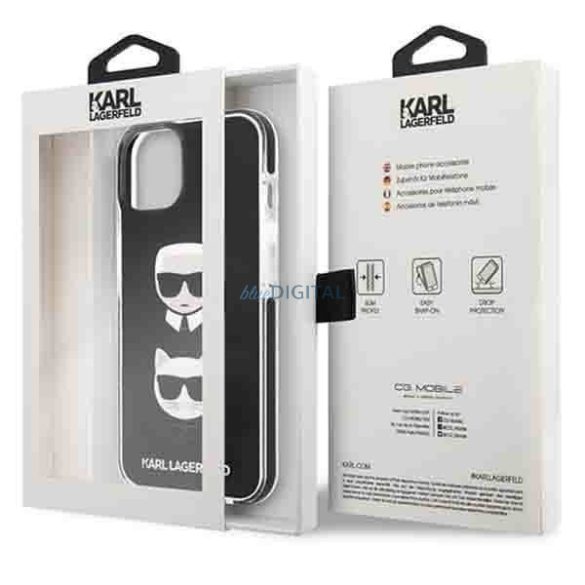 Karl Lagerfeld KLHCP13MTPE2TK iPhone 13 6,1" keménytok fekete Karl&Choupette Head