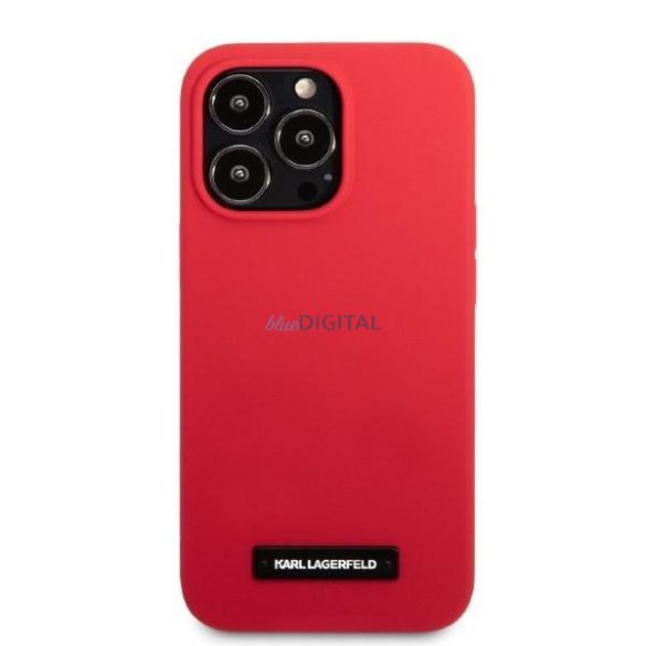 Karl Lagerfeld KLHCP13LSLMP1R iPhone 13 Pro / 13 6.1" keménytok vörös/piros szilikon plakett