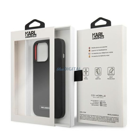 Karl Lagerfeld KLHCP13LSLMP1K iPhone 13 Pro / 13 6.1 "kemény tok fekete szilikon plakett
