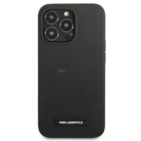 Karl Lagerfeld KLHCP13XSLMP1K iPhone 13 Pro Max 6.7" keménytok fekete szilikon plakett