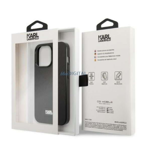 Karl Lagerfeld KLHCP13XSFMP2K iPhone 13 Pro Max 6.7" keménytok fekete/fekete szafiano plakett fekete/fekete