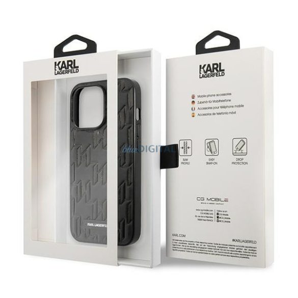 Karl Lagerfeld KLHCP13LMNMP1K iPhone 13 Pro / 13 6,1" kemény tok fekete Monogram plakett
