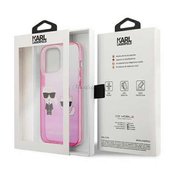 Karl Lagerfeld KLHCP13LTGKCP iPhone 13 Pro / 13 6,1 "keménytok rózsaszín / rózsaszín Gradient Ikonik Karl & Choupette