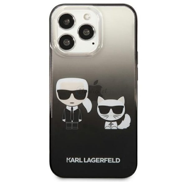 Karl Lagerfeld KLHCP13LTGKCK iPhone 13 Pro / 13 6,1" keménytok fekete Gradient Ikonik Karl & Choupette Ikonik fekete