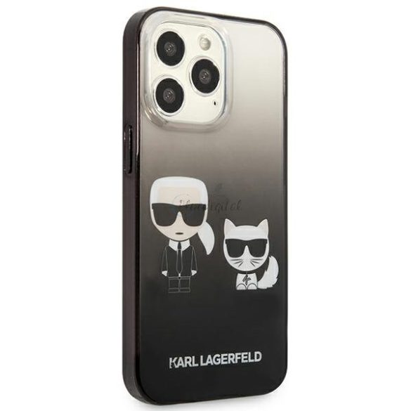 Karl Lagerfeld KLHCP13LTGKCK iPhone 13 Pro / 13 6,1" keménytok fekete Gradient Ikonik Karl & Choupette Ikonik fekete