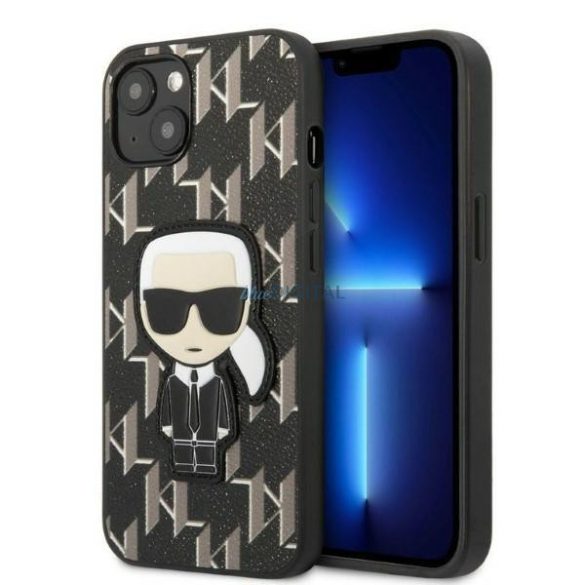 Karl Lagerfeld KLHCP13MPMNIKBK iPhone 13 6.1" keménytok fekete/fekete Monogram Ikonik Patch