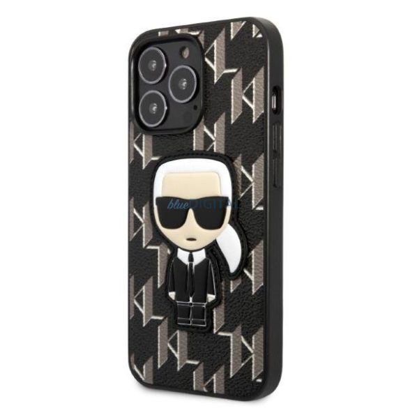 Karl Lagerfeld KLHCP13LPMNIKBK iPhone 13 Pro / 13 6,1" keménytok fekete/fekete Monogram Ikonik Patch