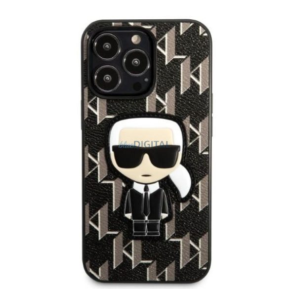 Karl Lagerfeld KLHCP13LPMNIKBK iPhone 13 Pro / 13 6,1" keménytok fekete/fekete Monogram Ikonik Patch