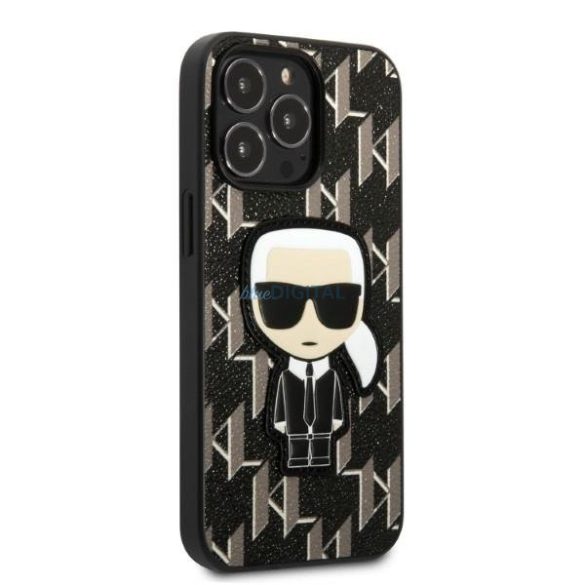 Karl Lagerfeld KLHCP13LPMNIKBK iPhone 13 Pro / 13 6,1" keménytok fekete/fekete Monogram Ikonik Patch